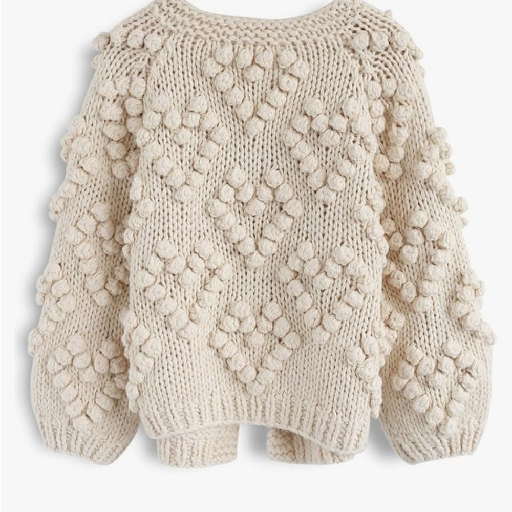 New Open Front Ivory Cardigan. Oversized Size Small - Picture 2 of 8